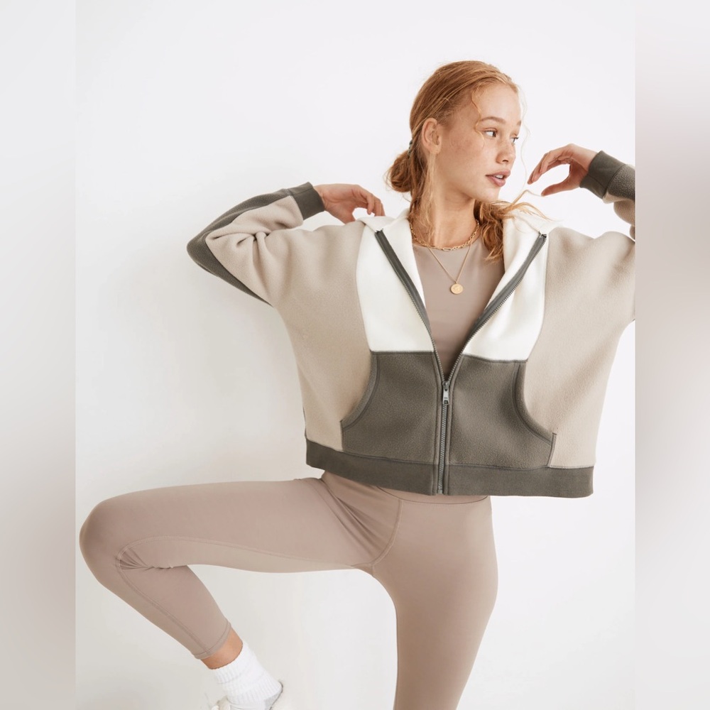 Madewell | MWL Betterfleece Colorblock Zip Hoodie | Burnished Stone | Women’s XL